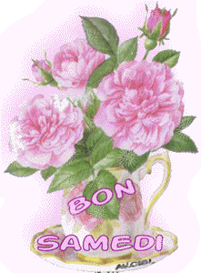 Gif animé Bon samedi fleurs roses